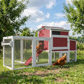 Chicken Coop with Wheels, Weatherproof Mobile Hen House Chicken Tractor with Run, Nesting Box, Roosting Bars, Pull-Out Tray, Asphalt Roof & Fun Swing for Chickens Quails, Backyard Use