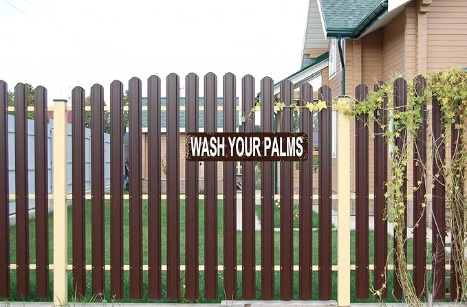 Wash Your Palms Sign 16x4 Inch Coastal Farmhouse Sign - Rustic Metal Wall Decor for Bathroom, Kitchen, Beach House