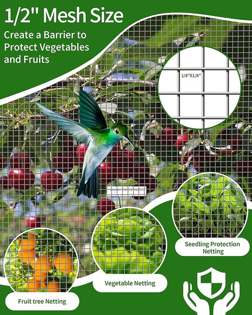 1/2" x 48" x 50FT Silver Hardware Cloth - Hot-Dip Galvanized Chicken Wire Fencing, 19 Gauge Welded Wire Mesh Roll for Chicken Coop, Rabbit, Snake, Deer Fencing and Garden/Tree Protection
