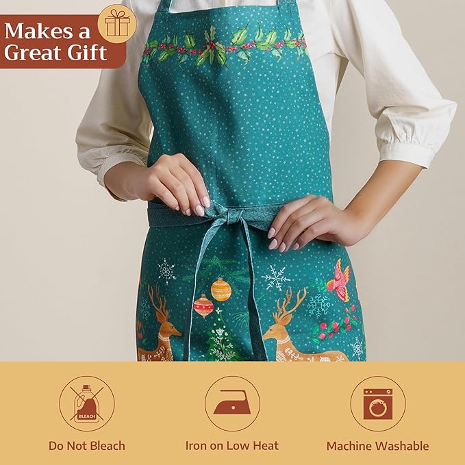 Maison d' Hermine 100% Cotton Apron for women with Pocket Kitchen Chef Apron for Men Cooking Easter Decorations