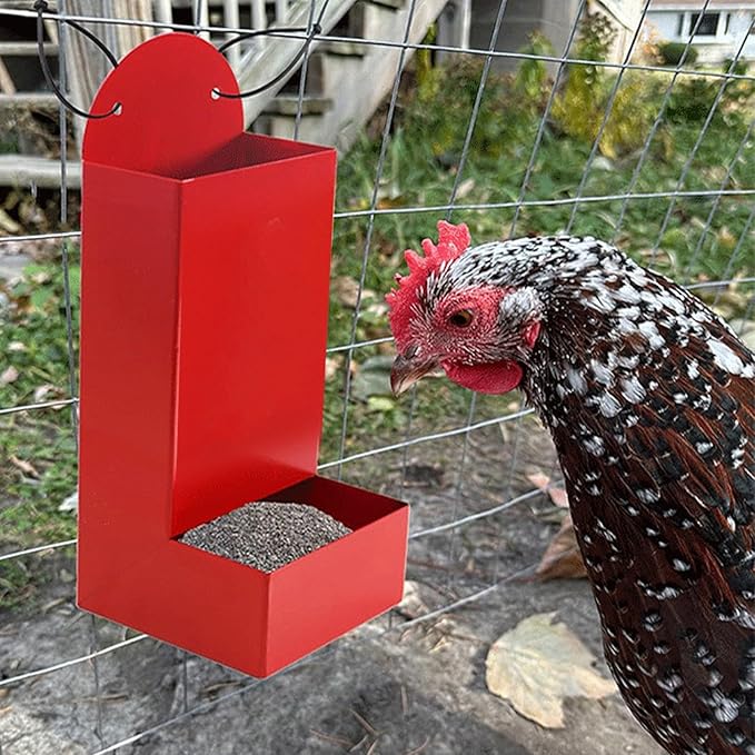 Chicken Feeder, Hanging No Waste Chicken Feeders with Semi Enclosed Design, Two Installation Methods, Efficient Feeding, Carbon Steel Poultry Supplies, for Various Layouts