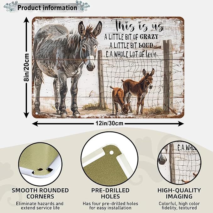 Farmhouse Metal Signs Donkey Tin Sign Retro This is Us Home Kitchen Bar Ranch Cafe Club Cave Wall Decor 12 * 8in