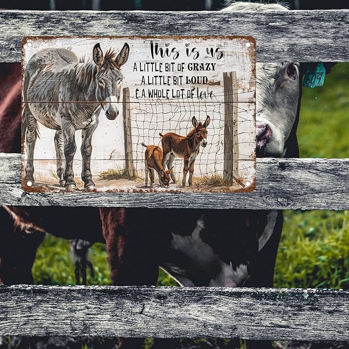Farmhouse Metal Signs Donkey Tin Sign Retro This is Us Home Kitchen Bar Ranch Cafe Club Cave Wall Decor 12 * 8in