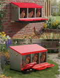 3 Room Chicken Nesting Boxes, 3 Compartment Metal Rollaway Nesting Box for Laying Hens with Cleanable Pull-Out Trays Wall Mount or Placed Design for Chicken Egg Layers