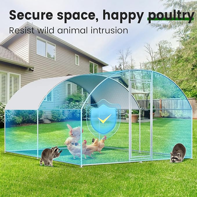 Chicken Coop Large Metal Chicken House Chicken Coops for More Than Chickens Poultry Cage with Waterproof Cover for Rabbits Duck Walk-in Chicken Run for Yard Chicken Pen