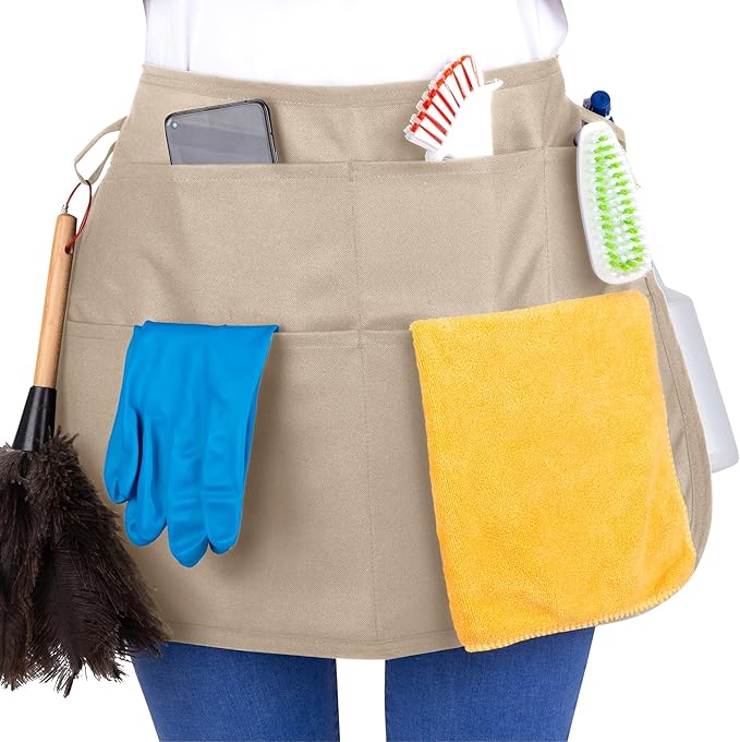 5-Pocket Waterproof Professional Cleaning Apron. Made for Pro Cleaners. Like a Cleaning Caddy Around Your Waist