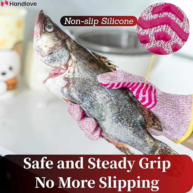 HandLove Cut Resistant Gloves, 100% Food Contact Safe, CE Level 5 Premium Protective Cutting Gloves