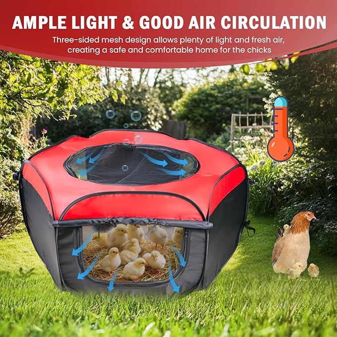 Brooder Box for Chick Starter Kit - Brooder Pen/Chicken Supplies Brooder Box with Ideal Size Brooding Up to 15 Chick, Duck and Quail(Red)