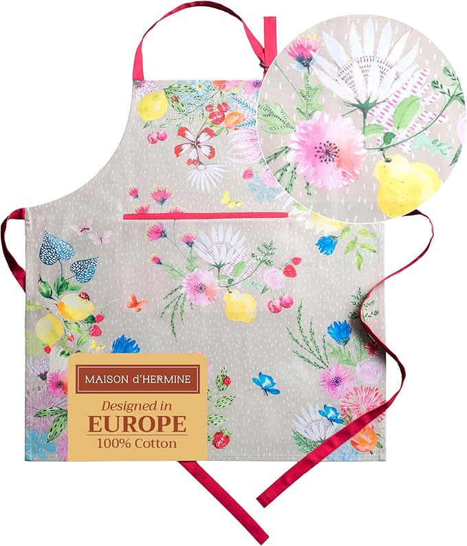 Maison d' Hermine 100% Cotton Apron for women with Pocket Kitchen Chef Apron for Men Cooking Easter Decorations