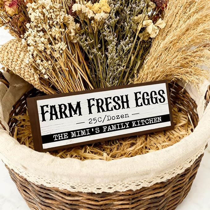 Country Style Kitchen Decor, The Mimi's Family Kitchen Sign, Rustic Framed Hanging Sign, Shelves Decoration, Farmhouse Home Decor, Rustic Table Signs 9.5x3.1x1 inches