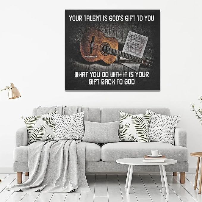 Vintage Guitar Wall Art - Chords Pictures Canvas Prints - Inspirational Artwork for Music Studio, Bedroom, Living Room, Bathroom - 24"x20"