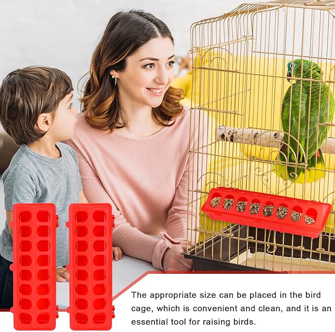 4 Plastic Flip Top Bird Small Poultry Feeder for Pigeon Chicken Small Poultry Feeder Duckling Quail Drinker No Mess No Waste Multihole Birds Feeding Dish Dispenser(Red)