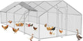 Large Metal Chicken Coop with Roosting Perch, Waterproof and UV Protection Cover, Chicken Run Outdoor Walk-in Cage Chicken Rabbit Duck Hen House for Yard Farm Use Spire Roof (10’ W x 26.2’ L x 6.4’ H)
