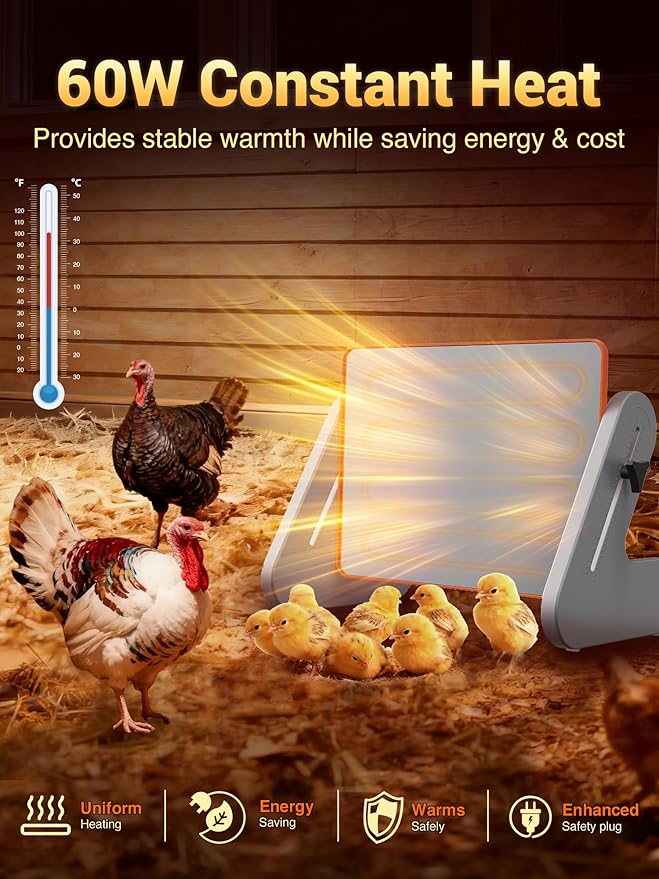Brooder Heater for Chicks, Chicken Heating Brooder Plate with 3 Adjustable Temp Settings, Safe Coop Heater for Warmer for Poultry Cage Warm, Energy Efficient Radiant Heat Pad (ETL Compliant)