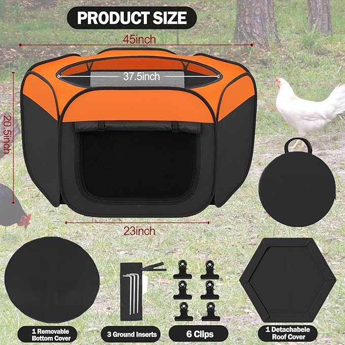 Chicken Brooder Box for Chicks, Pop-Up Chick Starter Kit Brooder Pen with Double Door Cover, Collapsible Large Baby Chicken Brooder for Indoor Outdoor Use, for Chicks, Ducks & Quail