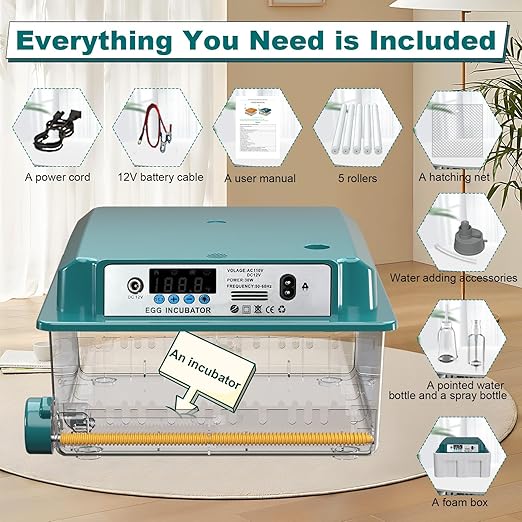 16 Eggs Incubators for Hatching Eggs, Egg Incubator with Automatic Egg Turning and Temperature Control, Chicken Egg Incubators with Egg Candler for Duck Goose Pigeon Quail