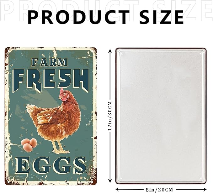 Vintage Chicken Coop Metal Signs - Farm Fresh Eggs Chicken Tin Sign, Funny Metal Signs Accessories Outdoor Home Wall Decor 8x12 inch