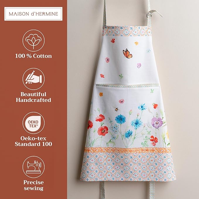 Maison d' Hermine 100% Cotton Apron for women with Pocket Kitchen Chef Apron for Men Cooking Easter Decorations