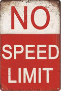 Boys Room Decor No Speed Limit Tin Signs-Funny Decor Garage Gifts for Men,Vintage Signs for Bedroom Bar Pub Club Garage Man Cave Decoration 8x12 Inches