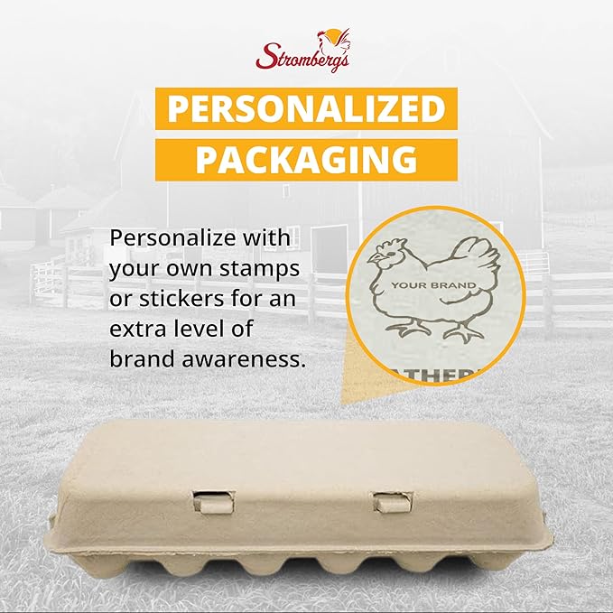 Stromberg's Large Blank Flat Top Chicken Egg Cartons, Perfect for Personalization, Eco-Friendly and Biodegradable, Made From Recycled Materials, Ideal for Farmers and Crafters, 100 Pack