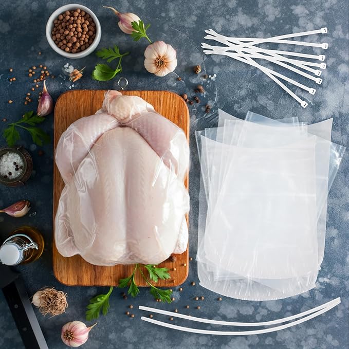 Poultry Processing Equipment Set Include Chicken Cone, Clear Heat Poultry Shrink Bags With Silicone Straw And Cable Ties Restraining Cones for Chicken Turkey Processing (Small)