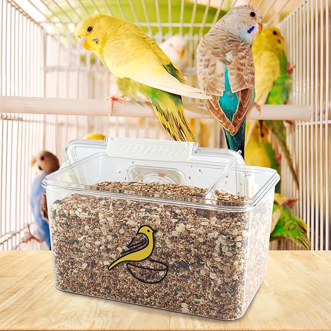 Large Capacity Bird Seed Storage Container,131 oz Airtight Pet Food Storage Containers with Scoop,Bird Food Container with Handle for Wild Bird Feeders Birds Parakeets Finches Food Mealworms Storage