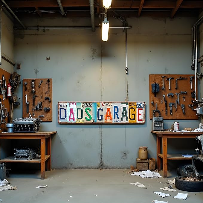 Garage Decor Garage Gifts For Dad Tin Sign Best Dads Garage Signs Vintage Dad's Workshop Sign Father Garage Signs 4x16 Inch