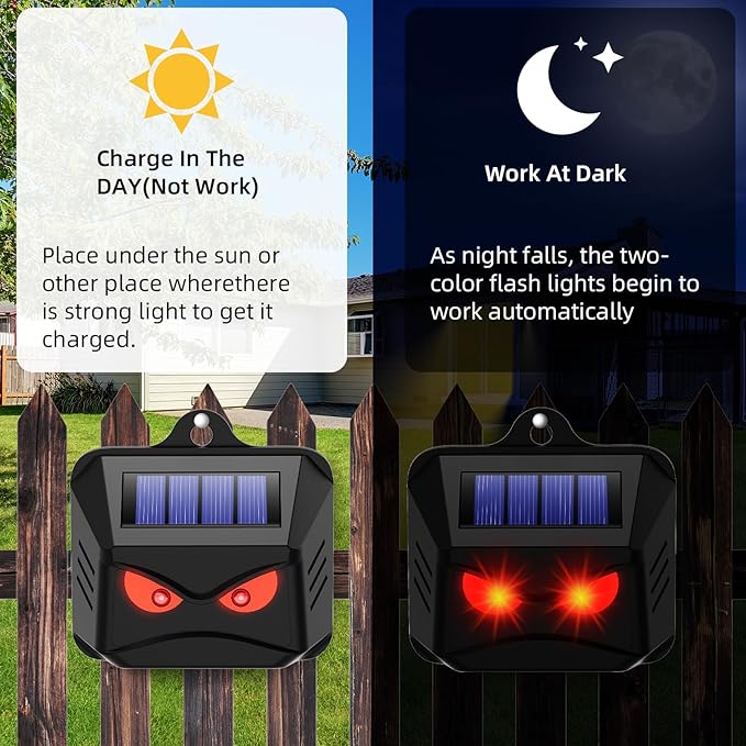 8 Pack Solar Nocturnal Animal Repeller Outdoor with Red Predator Eyes,Auto Activate Night Animal Deterrent Lights for Deer, Raccoons, Coyotes,Skunks,Foxes -Protection for Chicken Coop, Yard,Farm
