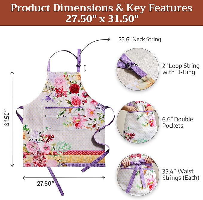Maison d' Hermine 100% Cotton Apron for women with Pocket Kitchen Chef Apron for Men Cooking Easter Decorations