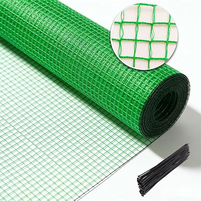 Temporary Fence Plastic Mesh Fencing, 4FT x 100FT Garden Bird Netting Safety Fence Snow Fence, Construction Fencing for Deer, Pet, Rabbits, Chicken, Dogs, Animal Barrier, Green