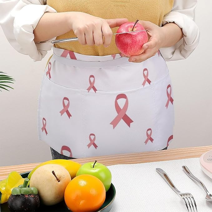 Server Waist Aprons Waitress Unisex Chef Works Half Apron with 3 Pockets