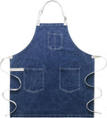 Cotton Denim Apron Soft - Unisex Adjustable Bib Apron with 5-Pockets Perfect for Kitchens