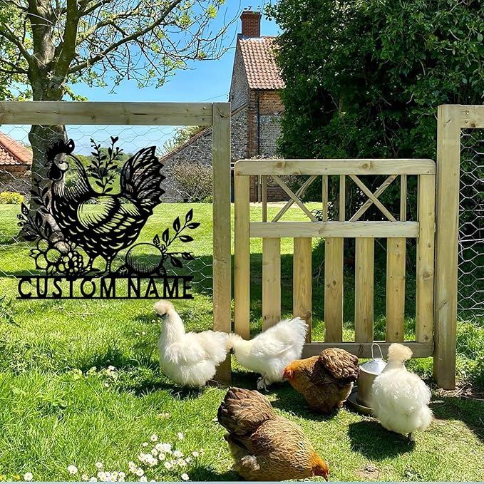 Custom Chicken Coop Metal Sign, Personalized Chicken Coop Sign for Outside, Custom Metal Hen House Farm Signs, Chickens Hen House Farmhouse Wall Art Decor