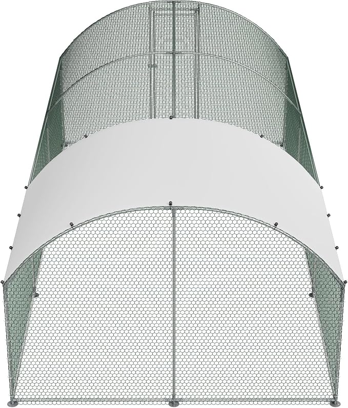 VEVOR Large Metal Chicken Coop with Run, 19.6 x 9.8 x 6.5 ft Walkin Chicken Coop for Yard with Waterproof Cover, Dome Roof Large Poultry Cage for Hen House, Duck Coop and Rabbit Run