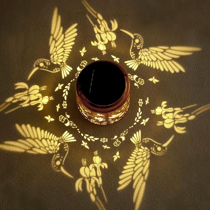 Hummingbird Solar Lanterns Outdoor Waterproof Hanging Solar Lights Hummingbird Birthday Gifts for Women Men Mom Metal Decorative LED Lantern Outside for Decor Garden,Yard,Patio,Lawn,Porch,Backyard