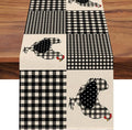 Seliem Farm Animal Chicken Hen Black White Buffalo Plaid Check Table Runner, Farmhouse Chick Home Kitchen Holiday Spring Summer Decor, Easter Country Rustic Burlap Dining Decoration Party Supply 13x48