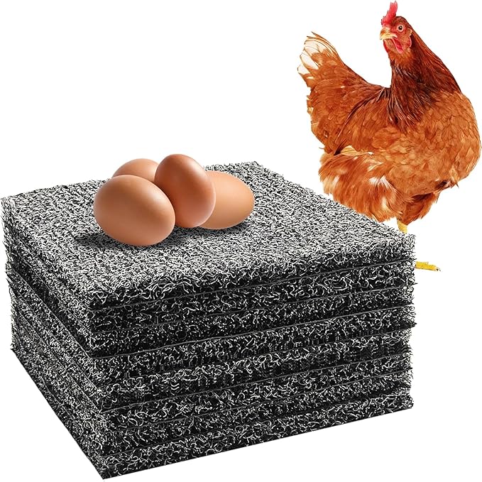 DRQ 8 Pcs Nesting Pads for Chicken Coop - Washable Chicken Nesting Pads, Reusable Chicken Coop Accessories for Hen Laying Mats 12"×12" (Gray)