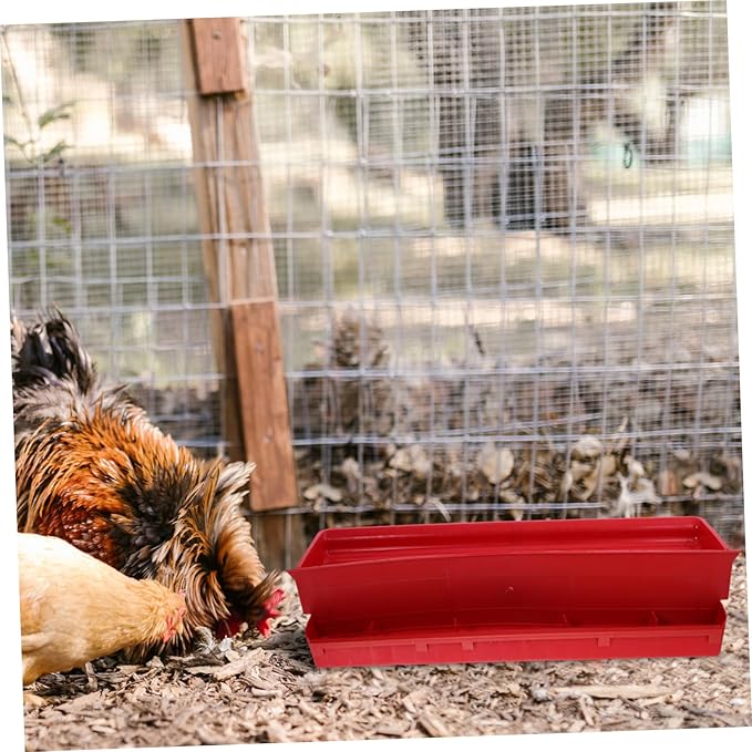 VANZACK Automatic Chicken Feeder Adjustable Feeding Trough Gravity-Fed Poultry Food Container for Quail and Chickens 2-Piece Set Easy to Install