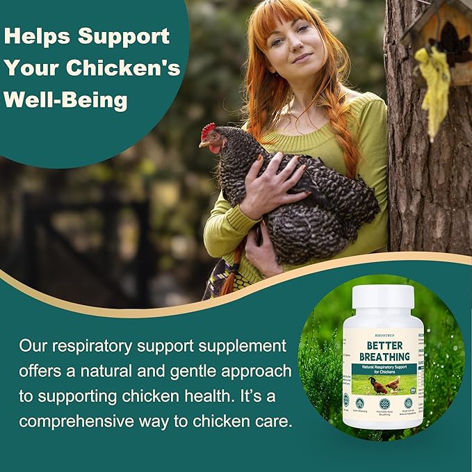 Chicken Respiratory Support Supplement - 300 Tablets - Poultry Breathing Aid Pills, Support Coughing & Wheezing, Promote Lung Health, Natural, Gentle Formula, Safe for Chickens of All Ages and Breeds