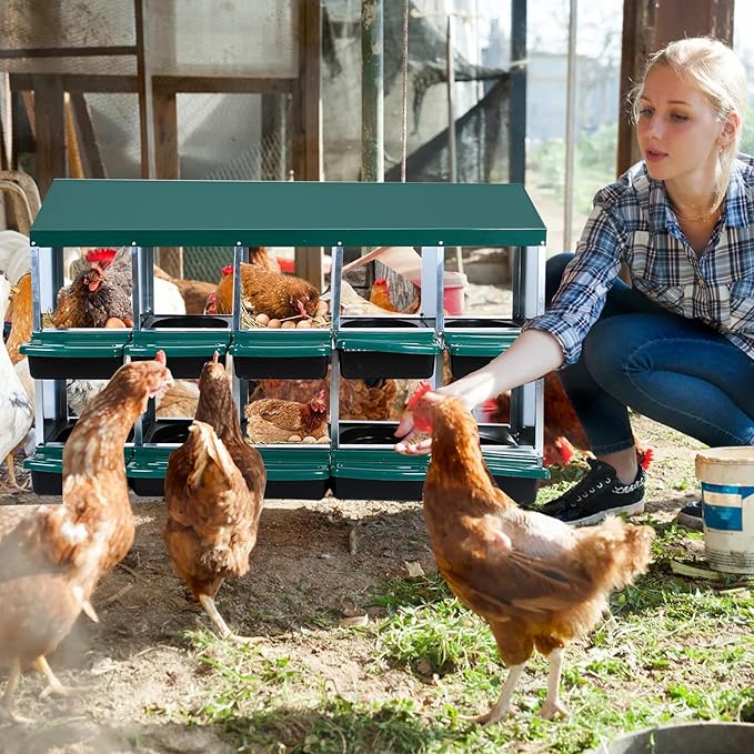 Red 6/8/10-Hole Wall-Mount Chicken Nesting Box with Legs & Roll-Away Design – Easy Egg Collection, Pull-Out Cleaning, Durable Roosting Box for All Chicken Breeds