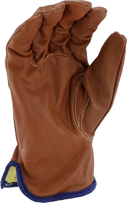West Chester KS993KOA Goat Work Gloves – Brown, Large, 10.5 in., Arc Flash Leather Driver Gloves with Cut Resistant Lining, Oil Armor Finish