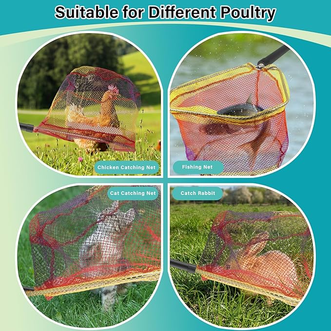 Chicken Catcher Net,37 to 64in Chicken Catcher Leg Hook Extra Long Handle Animal Catcher Pole Heavy Duty with Frosted Tube Extension Pole Poultry Hook Fowl Catcher (Black Tube)