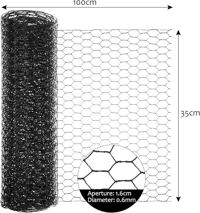 SATINIOR 2 Sheets Chicken Wire Net for Craft Work, Galvanized Hexagonal Wire Mesh (Black,13.7 x 80 Inches)