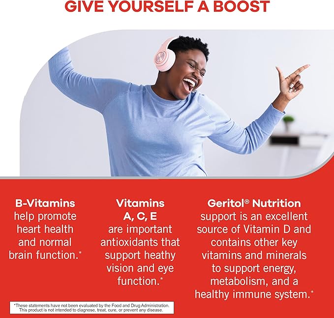 Geritol, Multivitamin Supplement, Contains B-Vitamins, Antioxidants, Vitamins C, E & D and Iron, 27 Essential Vitamins and Minerals, Gluten-Free, Non-GMO, No Artificial Sweeteners, 100 Tablets, 3 Pack
