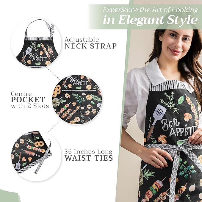 Maison d' Hermine 100% Cotton Apron for women with Pocket Kitchen Chef Apron for Men Cooking Easter Decorations