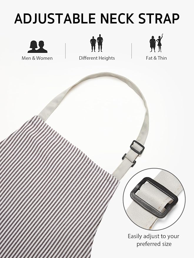 Syntus Adjustable Bib Apron with 2 Pockets Cooking Kitchen Aprons for Women Men Chef