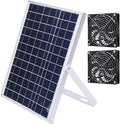 15W Solar Powered Fan Kit, with 2 IP65 Water Proof Fans, Solar Exhaust Intake Cooling Ventilation for Chicken Coop,Greenhouse,Shed,Pet House