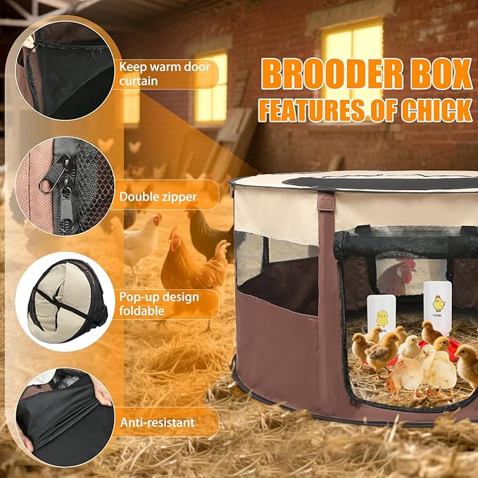 Chicken Brooder Box for Chick Starter Kit - 2025 Upgrade Double Door Chick Brooder Pen/Chicken Playpen/Chick Tent Baby Chickens Supplies Up to 15 Baby Chicks,Duck,Quail-29