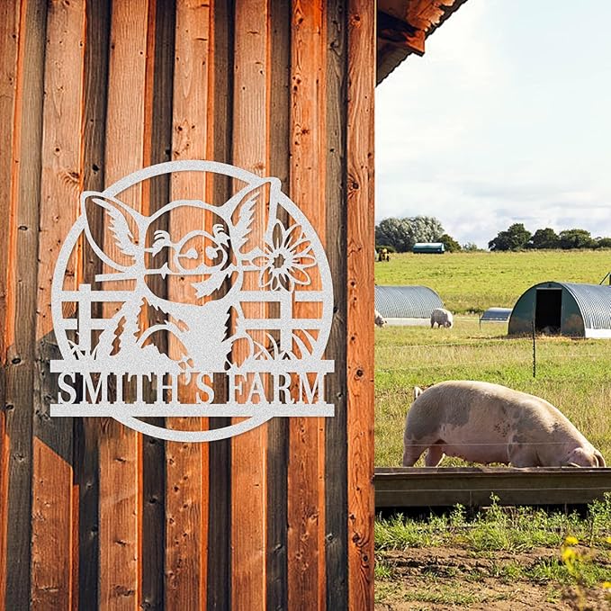 Personalized Hanging Metal Farm Signs, Personalized Outdoor Ranch Sign, Outdoor Farm Signs,Last Name Metal Sign,Custom Large Farmhouse Sign (Design 5)