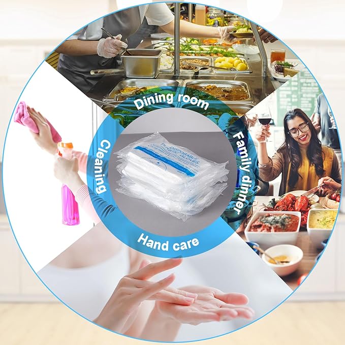 Mifoci 10000 Pcs Plastic Disposable Gloves, Clear, One Size Fits Most, Suitable for Food Handling, Cooking, Cleaning, and More
